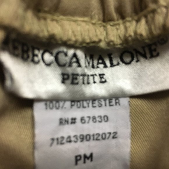 Rebecca Malone Elastic Pull On Pants - Size: Petite Medium Tan - Picture 2 of 5